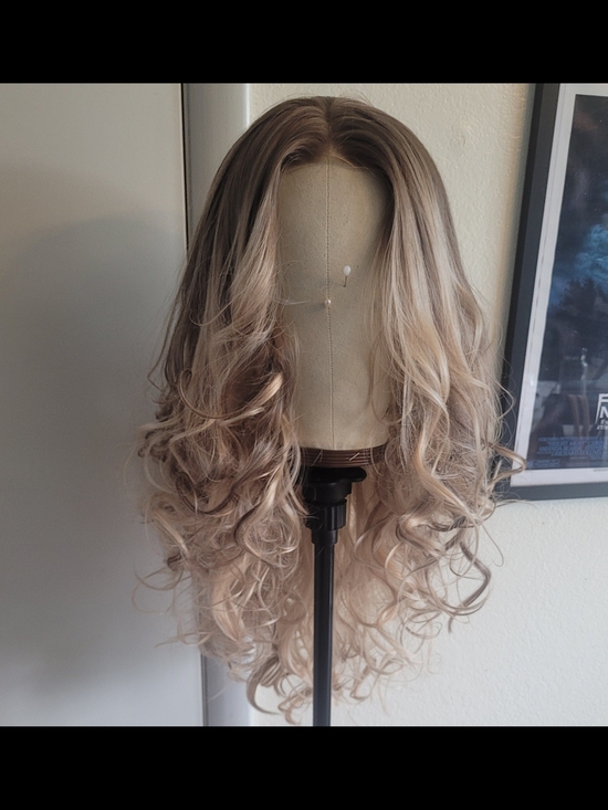 Other - Blonde Ombre Long Wavy Women's Wig - Cool Toned Blonde